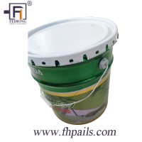 25L metal bucket with curly edge   rock ring lid for oil link etc